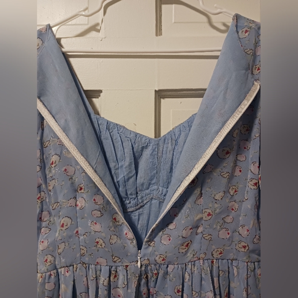 Meadowlark Cottagecore Bridgerton Milk Maid Fairy Dress, Sky Blue NWOT Sz L? - Picture 13 of 13